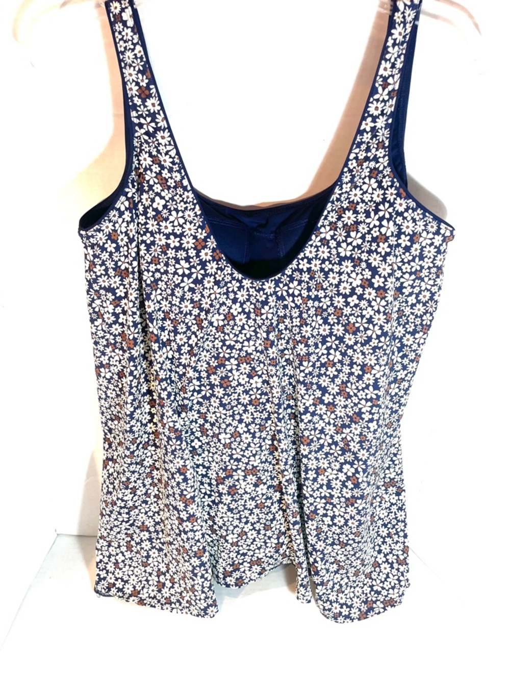 Lands’ End XL/18 Floral Tankini Swim Top Cover-Up Blue White Daisy Layered - Picture 2 of 12